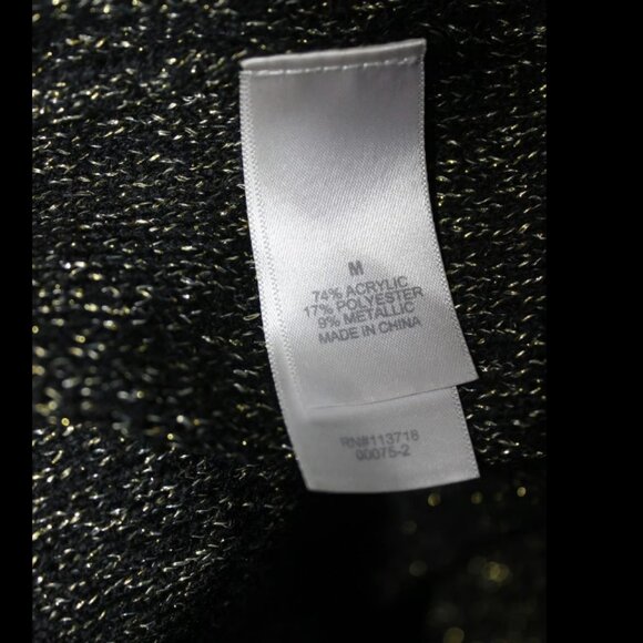 BISOU BISOU Sweater Women's Size M Black Gold Metallic Boatneck Zipper Accents. - Picture 8 of 8